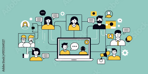 Connected people and technology a visual representation of modern communication