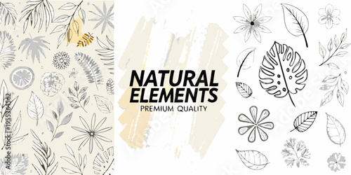 Botanical illustration with floral elements and a natural aesthetic design