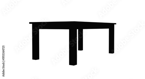 Black wooden table with four legs on white background simple furniture design