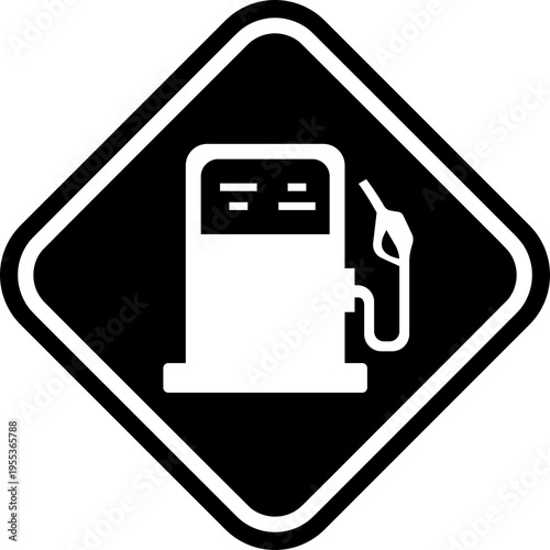 Black fuel dispenser gas station square outline sign icon PNG