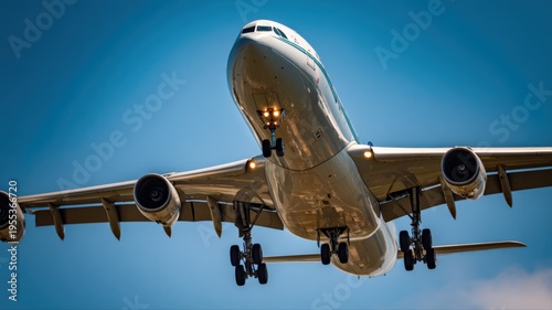 Wallpaper Mural Commercial Airplane Ascending into Blue Sky: Aviation, Travel, and Modern Transportation Concept Torontodigital.ca