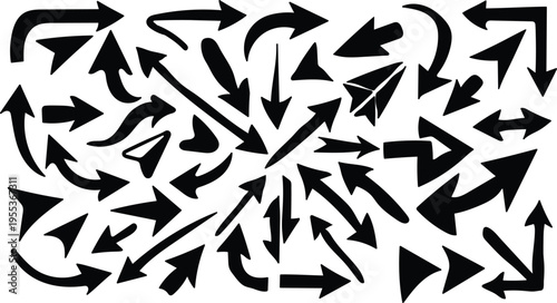 Silhouette of chaotic arrows in a square pattern