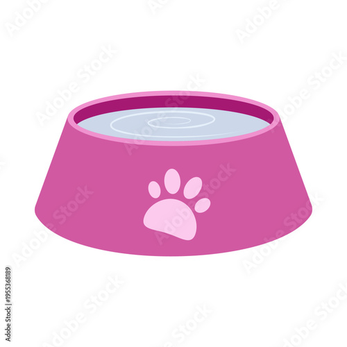 Flat illustrations of various pet feeding bowls and automatic food dispensers