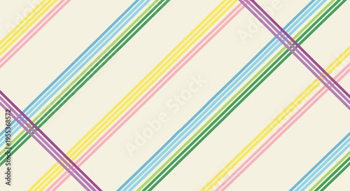 Abstract colorful striped seamless pattern with intersecting diagonal lines, vibrant graphic background design