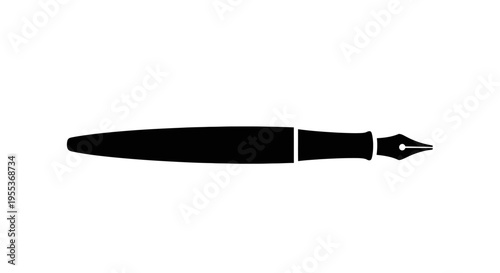 Black fountain pen silhouette on white background writing instrument office supply stationery