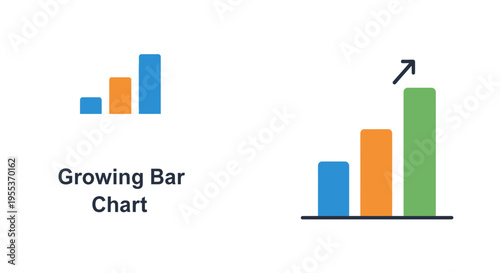 Growing Bar Chart Icons Set for Business Growth and Financial Success