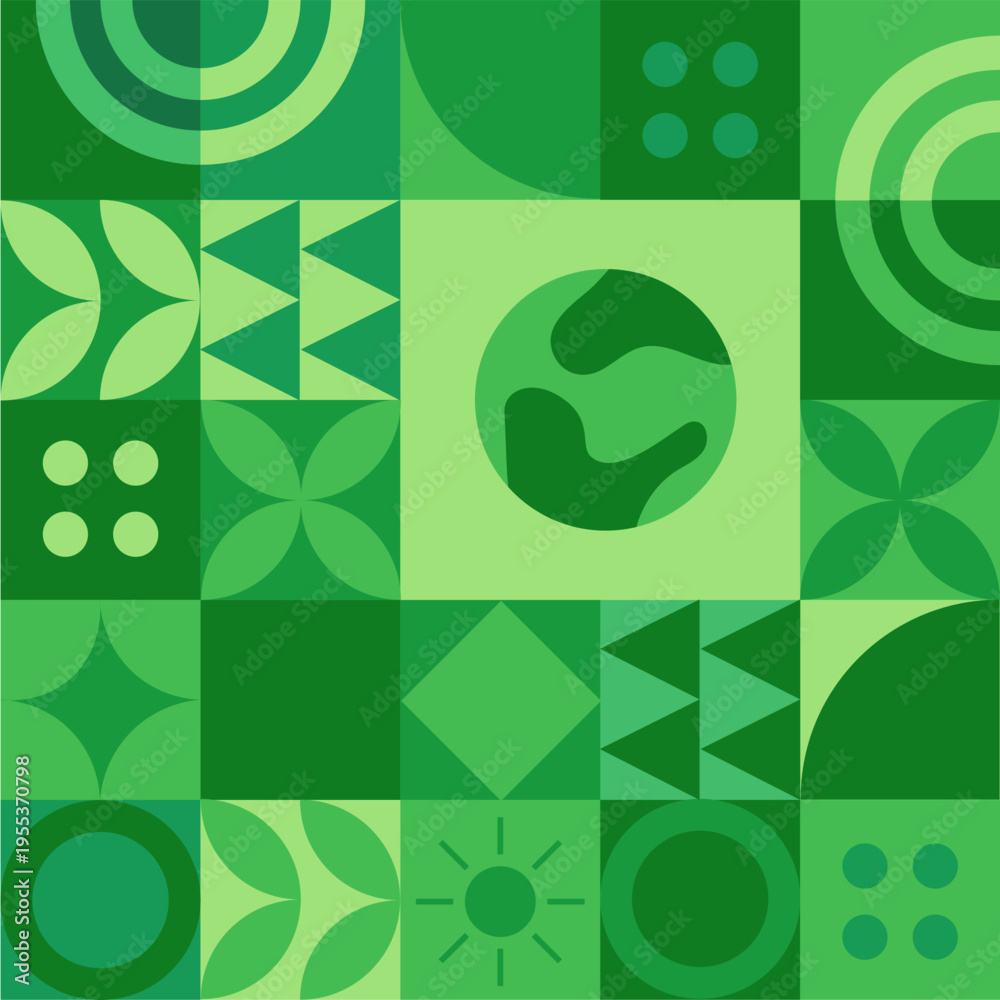 Obraz premium World Environment Day Banner. Eco Concept. Green Planet Earth With Text. Vector illustration