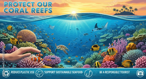 Protect Our Coral Reefs Environmental Awareness Poster