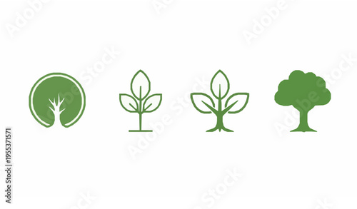 Abstract Green Tree Logo Collection Modern Eco Nature Vector Icons Set