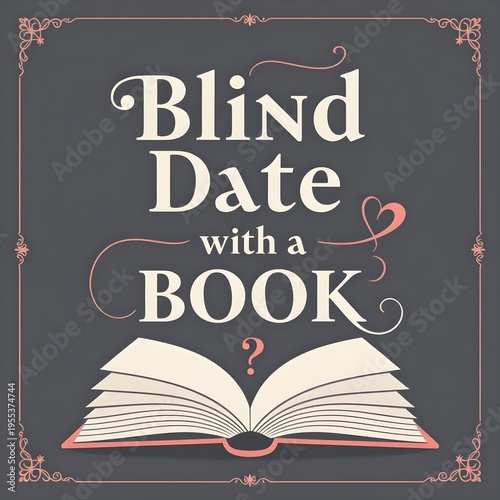 Blind date with a book, clipart, banner