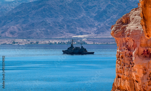 Navy ship is patrolling coastal waters of the Red Sea