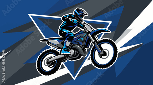 This striking image features a motocross rider performing an impressive stunt on a dirt bike, showcasing adrenaline, thrill, and excitement in the world of extreme sports.