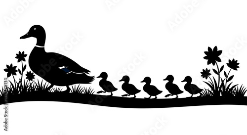 Mother duck with little ducklings 1.