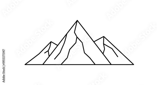 Mountain Range Line Drawing Illustration.