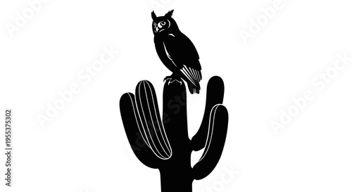 Owl on a cactus plant.