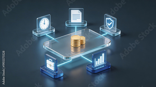 3d isometric law firm billing illustration with legal fees time tracking financial reporting document review and secure revenue management on a digital platform