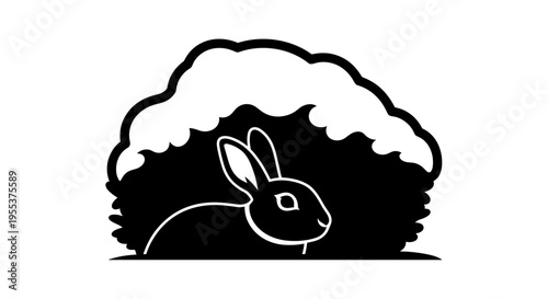 Rabbit in a snow burrow.