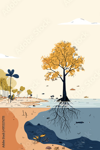 Mangrove Prop Roots in Tidal Shallows