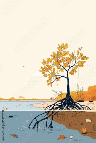 Mangrove Prop Roots in Tidal Shallows