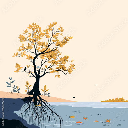 Mangrove Prop Roots in Tidal Shallows