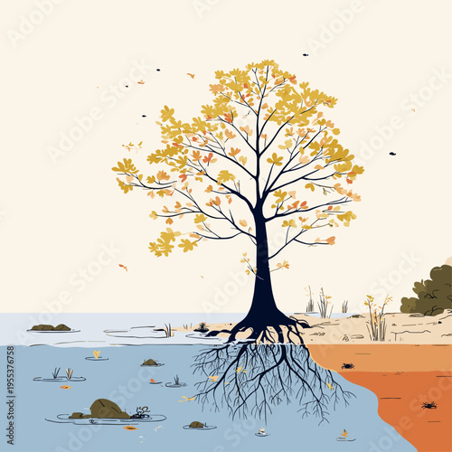 Mangrove Prop Roots in Tidal Shallows