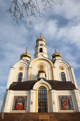 Wallpaper Mural Plast, Russia - November 15, 2025: The central entrance to the Orthodox Church of the Holy Great Martyr Barbara, patroness of people in dangerous professions Torontodigital.ca