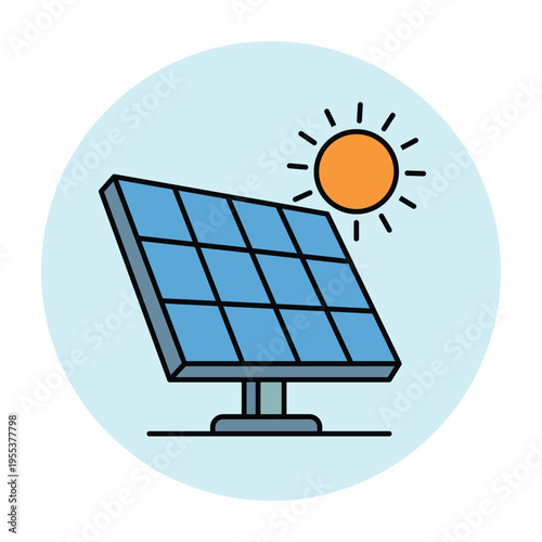 Solar panel icon design representing renewable energy and electricity for business and technology use
