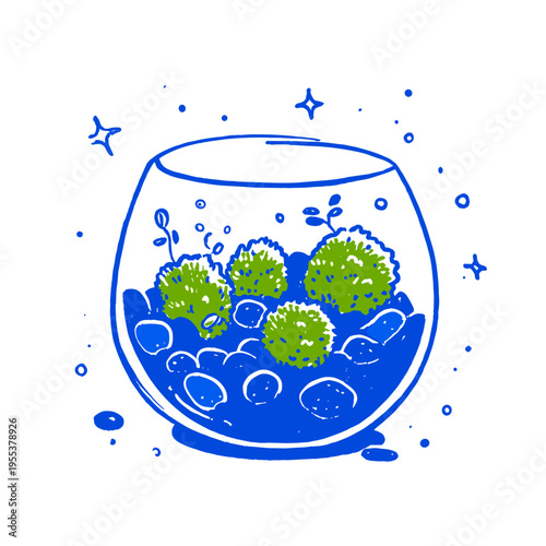 Minimal Marimo Moss Ball Texture Closeup