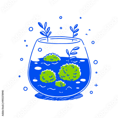 Minimal Marimo Moss Ball Texture Closeup