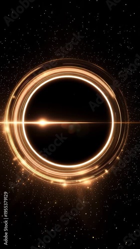 Abstract Golden Ring of Light Representing a Black Hole in Space