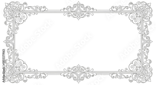 Ornate vintage rectangular frame with decorative scroll patterns.