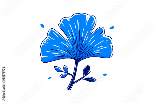 Minimalist Ginkgo Biloba Fan Leaf Icon