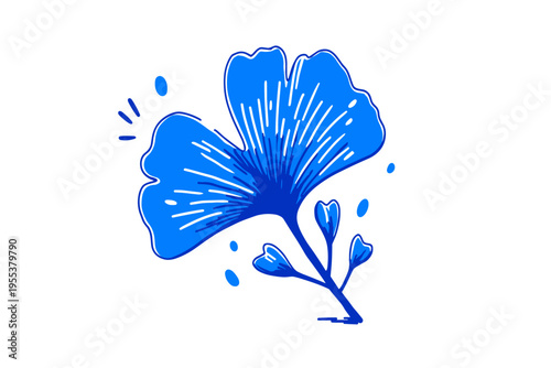 Minimalist Ginkgo Biloba Fan Leaf Icon