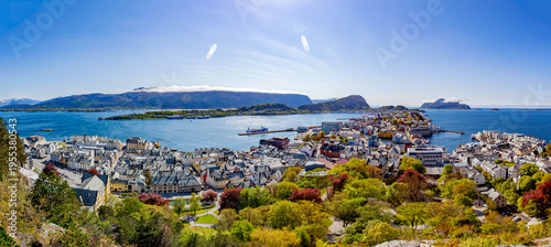 Aerial view of Ålesund, Norway, from Mount Aksla.