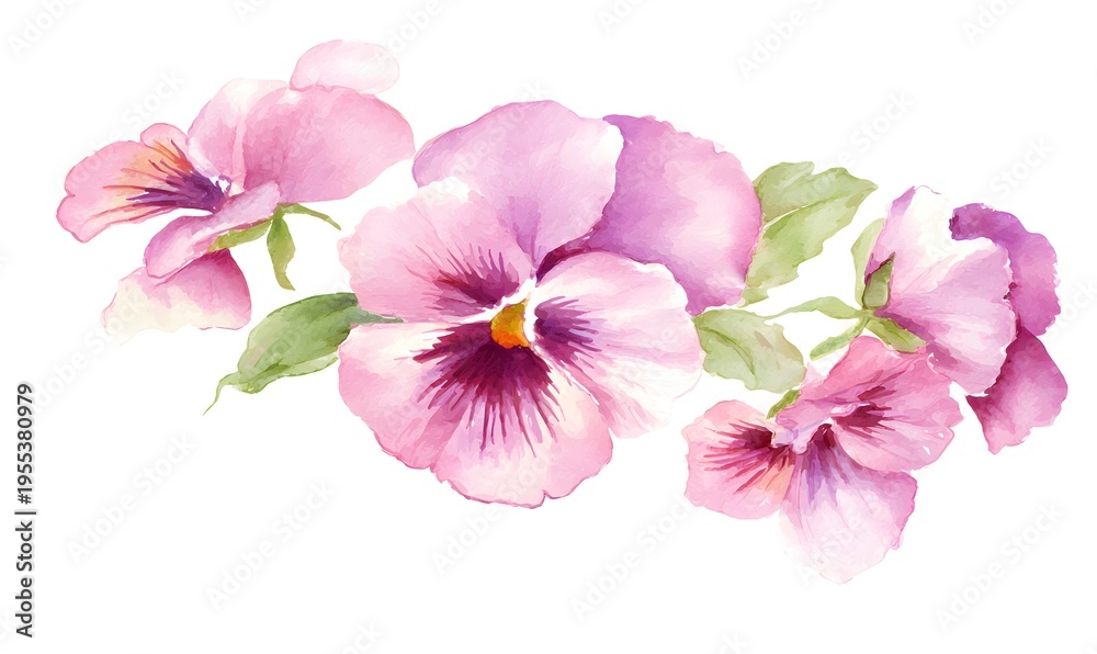 Obraz premium springtime clipart, watercolor, pink pansies