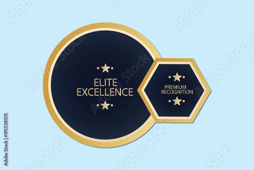 Elite Excellence Premium Recognition Badge Gold Blue Luxury Award Emblem Design