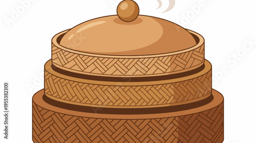 An appetizing bamboo steamer filled with delicious steamed food, highlighting traditional cooking methods and the enticing aroma of freshly prepared dishes, representing culinary art.