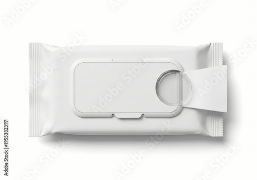 Wet wipes packaging mockup with blank label white background 