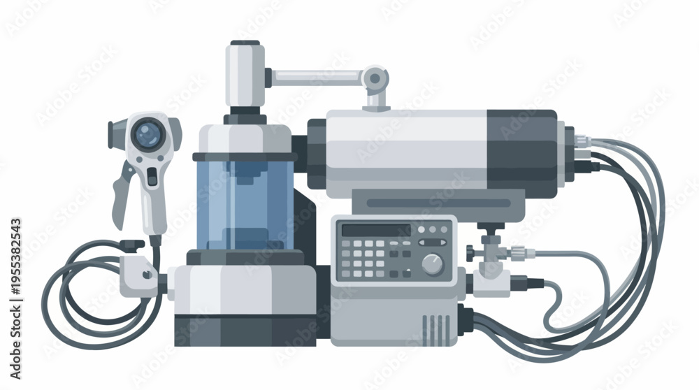 Fototapeta premium A detailed illustration of advanced medical equipment, emphasizing the complexity of healthcare technology and showcasing innovation in design for modern healthcare solutions.
