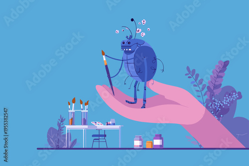 Hobbyist Using Miniature Painting Handle