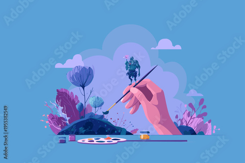 Hobbyist Using Miniature Painting Handle