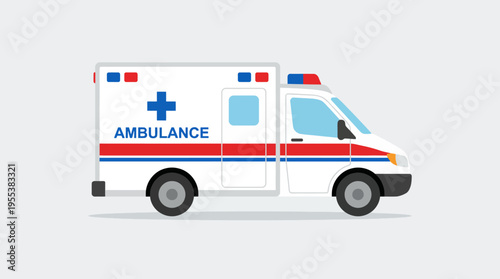 A clear representation of an ambulance, marked with emergency symbols, ready to assist in urgent medical situations and provide critical care.