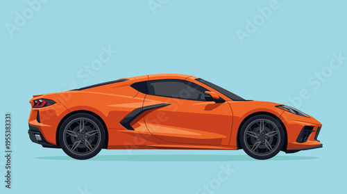 An artistic side view of a sleek orange sports car, exhibiting modern design and aerodynamics, symbolizing speed, luxury, and performance in a minimalist background.