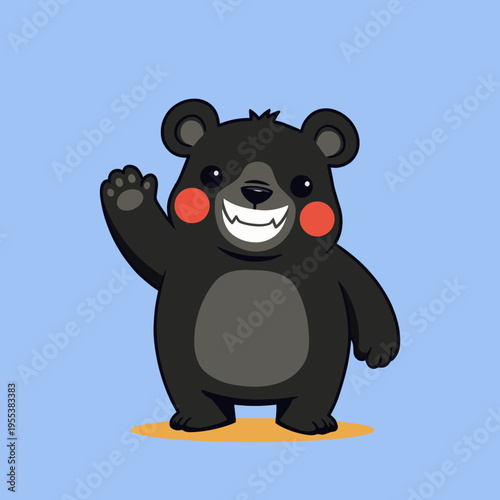 This adorable cartoon bear features a friendly smile and a cheerful pose, embodying a playful spirit that is sure to delight viewers of all ages, perfect for children's themes.