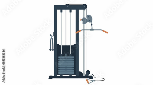 A sleek and modern gym equipment design featuring a weight stack and pulleys, this image represents dedication to health and fitness, ideal for gym-related content and promotions.
