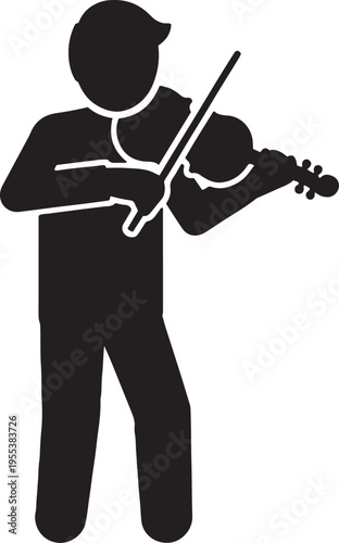 Musician playing violin silhouette vector icon for classical music and performance art