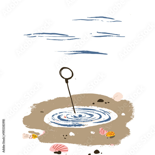 Metal Detector Coil Sweeping Beach Sand