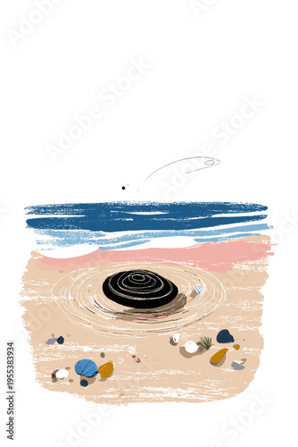 Metal Detector Coil Sweeping Beach Sand