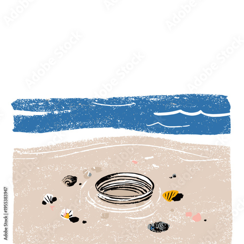 Metal Detector Coil Sweeping Beach Sand