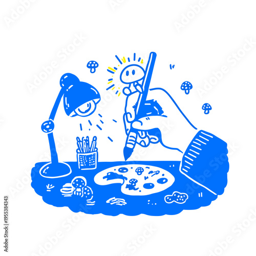 Miniature Painting Handle and Brush Closeup